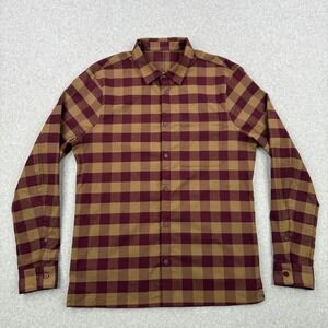 Lululemon Shirt Mens Medium Burgundy Red Mason Peak Flannel Long Sleeve Preppy